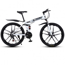 JLRTY Fahrräder JLRTY Mountainbike Mountainbike, Faltbare Mountainbikes, Leichte MTB Fahrrad, Mit Dual-Aufhängung Und Doppelscheibenbremse (Color : White, Size : 21-Speed)