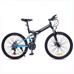 Klapprder Falträder Klappräder Fahrräder Folding Mountainbike Erwachsene mit Variabler Geschwindigkeit Fahrrad 24 Zoll Männer und Frauen kreuzen Land Fahrrad Qualität Stoßdämpfer (Color : Blue, Size : 24inches)
