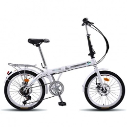 Klappräder Falträder Klappräder Faltbare Sportfahrräder 20-Zoll-Stable-Bikes für Erwachsene Tragbare Kleinradfahrräder mit Variabler Geschwindigkeit (Color : Weiß, Size : 149 * 10 * 111cm)