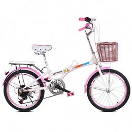 KXDLR Falträder KXDLR 20-Zoll-Faltrad 6-Gang-Fahrrad-Pendler Klapprad Frauen Student Auto-Fahrrad-Leichte Alurahmen Fenders, Rosa