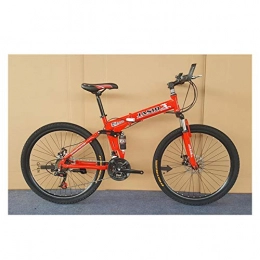 KXDLR Falträder KXDLR 21-Gang Mountainbike, 26-Zoll-Aluminium-Legierung Rahmen, Doppelaufhebung Dual Disc Hydraulic Brake Fahrrad, Off-Road-Reifen, Rot