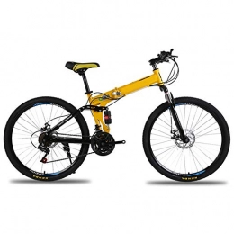 KXDLR Falträder KXDLR 26 Zoll Mountainbike Carbon Steel Folding Rahmen 24 Speed ​​Shift Fahrrad Mountainbike Faltrad Mit Doppelaufhebung, Gelb