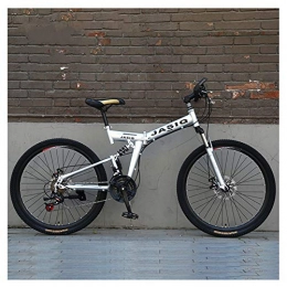 KXDLR Falträder KXDLR 26 Zoll Mountainbike High Carbon Stahl Folding Fahrrad Mit 24 Gängen Scheibenbremse Doppelaufhebung Urban Commuter Stadt Fahrrad, Silber