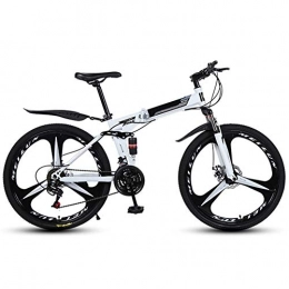 KXDLR Falträder KXDLR Folding Mountain Bike 21 Geschwindigkeit Fully Doppelscheibenbremse Fahrrad 26" Mens High Carbon Stahlzargen, Weiß