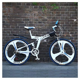 KXDLR Falträder KXDLR Mountain Bike Mit Doppelaufhebung High Carbon Stahl Faltrahmen 26-Zoll-27-Gang-Getriebe Für Treck Und Trekking Verwendet Werden, Weiß