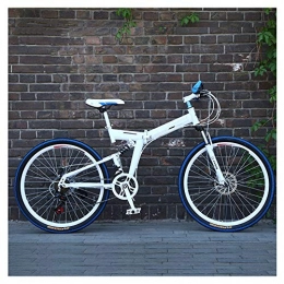 KXDLR Falträder KXDLR Mountainbike 21-Gang 26-Zoll-Doppelscheibenbremse Federgabel Hinterradfederung Anti-Rutsch-Bikes, Weiß