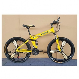 KXDLR Falträder KXDLR Mountainbike, Faltrad, 26" Zoll 3-Speichen-Räder High-Carbon Stahlrahmen, 27-Gang-Doppelhänge Faltrad Mit Scheibenbremse, Gelb