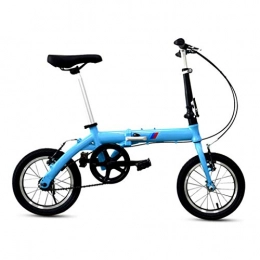 LXJ Fahrräder LXJ 14-Zoll Ultraleichtes Faltrad, Rahmen Aus Aluminiumlegierung, Single-Speed-V-Bremse, Geeignet for Erwachsene Männer Und Frauen, Citybikes, Blau