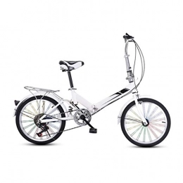 LXJ Fahrräder LXJ 20-Zoll-farbenfrohes Ultraleichtes Faltrad, Rahmen Aus Kohlenstoffhaltigem Stahl Mit Variabler Geschwindigkeit, Geeignet for Erwachsene Männer Und Frauen, Städtische Fahrräder, Weiß