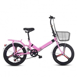 LXJ Fahrräder LXJ Ultraleichtes Faltbares Citybike Mit 20-Zoll-Rädern, 6-Gang-Stoßdämpfern, Bequemem Sattel, Geeignet for Erwachsene Frauen, Teenager, Pink