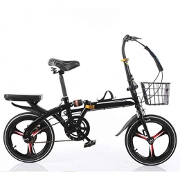 Mnjin Fahrräder Mnjin Outdoor-Sport Faltrad 16-Zoll-Damen-Stoßdämpfer mit Variabler Geschwindigkeit für Erwachsene Superleichtes Kinder-Studentenfahrrad mit Korb und Rahmen aus kohlenstoffhaltigem Stahl