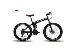 Generic Fahrräder Mountainbike Herren Mountainbike, 26"Zoll 3-Speichen-Räder Rahmen aus kohlenstoffhaltigem Stahl, 21 / 24 / 27 Geschwindigkeit Dual Suspension Faltrad Unisex mit Scheibe, Schwarz, 27 Geschwindig