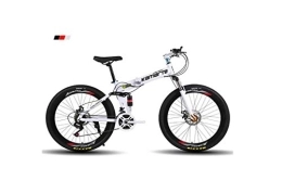 Generic Falträder Mountainbike Herren Mountainbike, 26"Zoll 3-Speichen-Räder Rahmen aus kohlenstoffhaltigem Stahl, 21 / 24 / 27 Geschwindigkeit Dual Suspension Faltrad Unisex mit Scheibe, Weiß, 24 Geschwindigkei