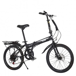  Falträder Outdoor-Sport 20'' Faltrad, 6-Gang-Getriebe, Carbonstahlrahmen, faltbares Kompaktfahrrad für Erwachsene Gepäckträger hinten und Ständer