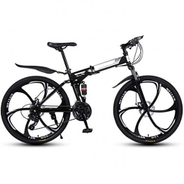 Mnjin Falträder Outdoor-Sport Mountain Folding Bike, 26-Zoll-Folding mit sechs Schneidrädern und Doppelscheibenbremse, Premium-Vollfederung und 27-Gang-Getriebe