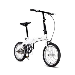 PLLXY Falträder PLLXY Erwachsene Single Speed Fahrrad, 16in Mini Citybike, Leicht Klapprad Kohlefaser Rahmen Weiß 16in