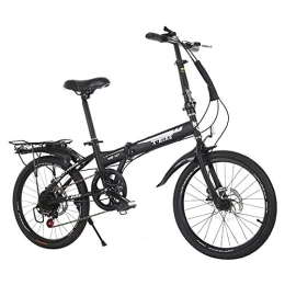 PLLXY Falträder PLLXY Schleife Erwachsene Fahrrad 20in, Kohlefaser Rahmen, 7 Gang-schaltung Dual-scheiben-Bremse, Citybike Schwarz 20in
