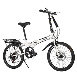 PLLXY Falträder PLLXY Schleife Erwachsene Fahrrad 20in, Kohlefaser Rahmen, 7 Gang-schaltung Dual-scheiben-Bremse, Citybike Weiß 20in