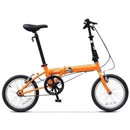 PLLXY Falträder PLLXY Single Speed Fahrrad Für Männer Frauen, Leicht Mini Faltbares Fahrrad, Kompakte Tragbar Erwachsene Klapprad Orange 16in