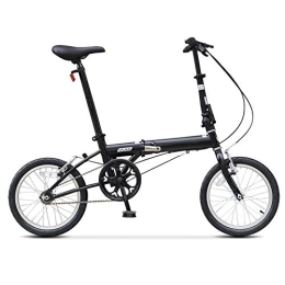 PLLXY Falträder PLLXY Single Speed Fahrrad Für Männer Frauen, Leicht Mini Faltbares Fahrrad, Kompakte Tragbar Erwachsene Klapprad Schwarz 16in