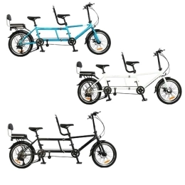 Coslike Falträder Tandemfahrrad - City Tandem Faltrad, Faltbares Tandem Adult Beach Cruiser Fahrrad Einstellbar 7 Geschwindigkeiten, CE FCC CCC Weiß