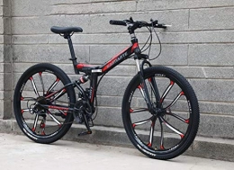 Tbagem-Yjr Falträder Tbagem-Yjr 24-Gang Sport Und Freizeit Mountainbike for Erwachsene - Dämpfung Weich Schwanz Verschiebung Fahrrad Folding (Color : Black red)