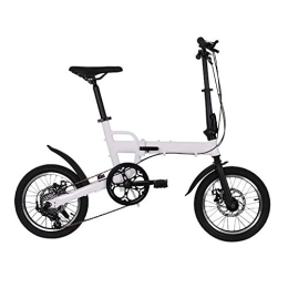 TZYY Falträder TZYY Tragbar Citybike Für Studenten Pendeln Zur Arbeit, Ultraleicht Übertragung Klapprad, Aluminiumrahmen 7 Gang-schaltung Weiß 16in
