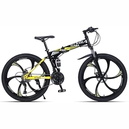 UYHF Fahrräder UYHF Faltendes Mountainbike 21 / 24 / 27 Geschwindigkeitsfahrrad Männer oder Frauen 26 Full Suspension MTB Faltbare Rahmen yellow-21 Speed