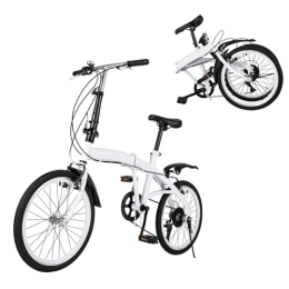 XUEMANSHOP Fahrräder XUEMANSHOP Faltrad, 20 Zoll Aluminium-Faltrad-Klapprad mit 6 Gang-Schaltung Klappfahrrad für Damen und Herren Erwachsene Folding für Sport Outdoor Radfahren Pendeln, Weiß