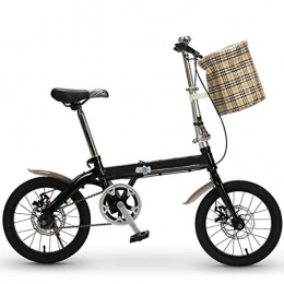 XYSQ Falträder XYSQ Fahrrad Klapprad Erwachsene 16 Zoll-Räder Mit Korb, Leichten Aluminiumrahmen Original 7-Gang Faltrad Mit Fenders Adult Tragbarer Männer Und Frauen Mountainbikes (Color : Black)