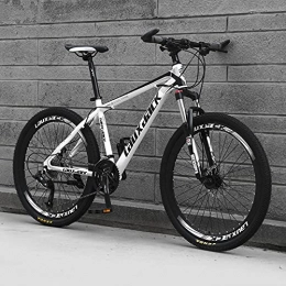 SHUI Mountainbike 21 / 24 / 27 Speed Outroad-Mountainbike, 26 Zoll Faltbares MTB, High-Tensile Carbon Steel Rahmen, Doppelscheibenbremsfahrräder Für Radsportbegeisterte Für Männer Und Fra White-Black-24 Speed