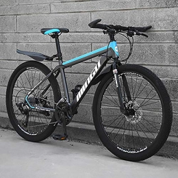 HAOYF Mountainbike 24 / 26 Zoll Mountainbike, 21 / 24 / 27 Geschwindigkeit All Terrain Speichenrad Fahrrad, Scheibenbremse Vorne Und Hinten, MTB-Bikes Aus Kohlenstoffstahl Für Männer / Frauen, Blau, 24 Inch 27 Speed