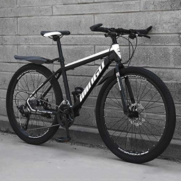 HAOYF Mountainbike 24 / 26 Zoll Mountainbike, 21 / 24 / 27 Geschwindigkeit All Terrain Speichenrad Fahrrad, Scheibenbremse Vorne Und Hinten, MTB-Bikes Aus Kohlenstoffstahl Für Männer / Frauen, Schwarz, 26 Inch 21 Speed