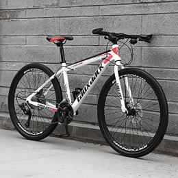 SHUI Mountainbike 26 Zoll Faltbares Mountainbike, 21 / 24 / 27 Speed High-Tensile Carbon Steel Rahmen MTB, Doppelscheibenbremse Vollgefedertes Mountainbike Für Männer Und Frauen White-Red-24 Speed