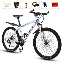 ZLMI Mountainbike 26 Zoll Mountainbike, MTB, Geignet Ab 165 cm, Scheibenbremse Vorne Und Hinten, 24 Gang-Schaltung, Vollfederung, Jungen-Herren Fahrrad, Weiß