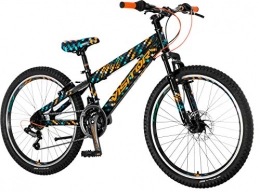 breluxx Mountainbike breluxx 24 Zoll Mountainbike Hardtail Venera Fox Sport schwarz-orange, 18 Gang Shimano, D1 Scheibenbremsen - inkl. Schutzbleche+Reflektoren, Made in EU