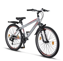 Chillaxx Mountainbike Chillaxx Bike Escape Premium Mountainbike in 24 und 26 Zoll Fahrrad für Mädchen Jungen Herren und Damen - 21 Gang Schaltung (24 Zoll, Grau-Rot V-Bremse)