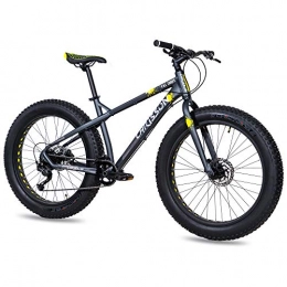 CHRISSON Mountainbike CHRISSON 26 Zoll Fatbike Mountainbike - Fat Three schwarz-gelb - Hardtail Fat Tyre Mountain Bike, Fahrrad mit 4.0 fette Reifen und 9 Gang Shimano Alivio Schaltung