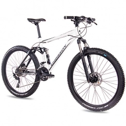 CHRISSON Mountainbike CHRISSON 27, 5 Zoll Mountainbike Fully - Hitter FSF Weiss schwarz - Vollfederung Mountain Bike mit 30 Gang Shimano Deore Kettenschaltung - MTB Fahrrad für Herren und Damen mit Rock Shox Federgabel