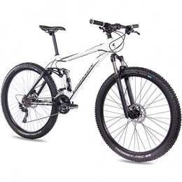 CHRISSON Mountainbike CHRISSON 29 Zoll Mountainbike Fully - Hitter FSF Weiss schwarz - Vollfederung Mountain Bike mit 30 Gang Shimano Deore Kettenschaltung - MTB Fahrrad für Herren und Damen mit Rock Shox Federgabel