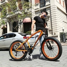 DULPLAY Fahrräder DULPLAY 24 Zoll Falten Fett MTB, Big Tire Motorschlitten Fahrrad Für Männer Frauen, Dual-scheiben-bremsen Erwachsene Mountainbike Orange 24", 21-Gang