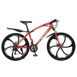 DULPLAY Fahrräder DULPLAY Mountainbike, Verstellbarer Sitz Lenker, Männer Frauen Erwachsene All Terrain Fahrrad, Dual-scheiben-Bremse Hardtail MTB Red 6 Spoke 26", 21-Gang