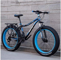 MKWEY Mountainbike Erwachsene Fat Tire Herren-Damen-Fahrrad, Doppelscheibenbremse Hardtail Mountainbike, Vorderachsfederung Fahrrad, Frauen All Terrain Bike MTB für Jungen-Mädchen, Blue a, 26 Zoll 24 Speed