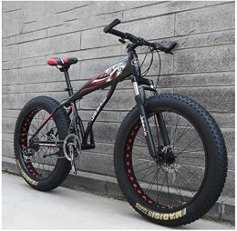 IMBM Mountainbike Erwachsene Mountain Bikes, Jungen Mädchen Fat Tire Mountain Trail Fahrrad, Doppelscheibenbremse Hardtail Mountainbike, High-Carbon Stahlrahmen, Fahrrad (Color : Red D, Size : 26 Inch 24 Speed)