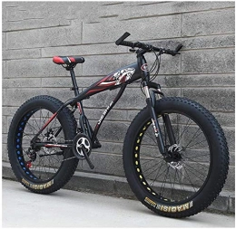 IMBM Fahrräder Erwachsene Mountain Bikes, Jungen Mädchen Fat Tire Mountain Trail Fahrrad, Doppelscheibenbremse Hardtail Mountainbike, High-Carbon Stahlrahmen, Fahrrad (Color : Red E, Size : 24 Inch 27 Speed)