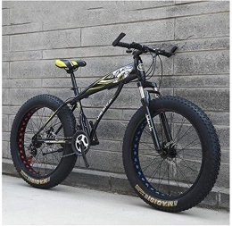 IMBM Mountainbike Erwachsene Mountain Bikes, Jungen Mädchen Fat Tire Mountain Trail Fahrrad, Doppelscheibenbremse Hardtail Mountainbike, High-Carbon Stahlrahmen, Fahrrad (Color : Yellow C, Size : 24 Inch 21 Speed)