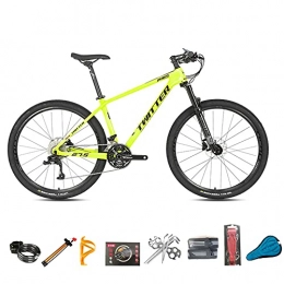 EWYI Mountainbike EWYI 27.5 / 29'' Mountainbike, 30 / 36 Variable Geschwindigkeit Kohlefaser MTB, Stoßdämpfung Magnesium Aluminium Legierung Drahtgesteuerte Luftgabel, Studentenfahrrad Für Män Bright Yellow-36sp 27.5