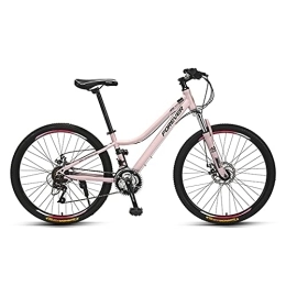 LLF Mountainbike Fahrrad, 26-zoll-mountainbike, 24-fach Hohe Kohlenstoffstahlrahmenfahrrad Mit Gekrümmten Rahmen Mit Niedrigem Span, Vorderer Federung Anti-rutschfahrrad für Männer Und Frauen(Size:26inch, Color:Rosa)