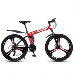 FXMJ Mountainbike FXMJ 26 Zoll Mountainbike Vollfederung 27-Gang Faltrad Rutschfestes Fahrrad für Erwachsene, Doppelscheibenbremse MTB-Fahrrad mit hohem Kohlenstoffstahlrahmen, Rot