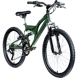 Galano  Galano FS180 24 Zoll Mountainbike Full Suspension Jugendfahrrad Fully MTB Kinder ab 8 Jahre Fahrrad (Khaki, 37 cm)